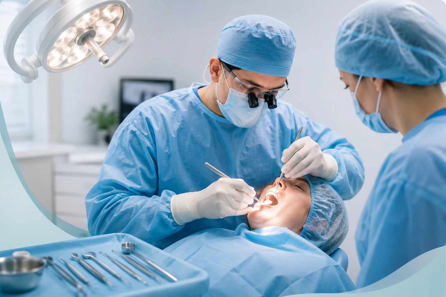 Dental surgical procedure performed by an experienced dental surgeon